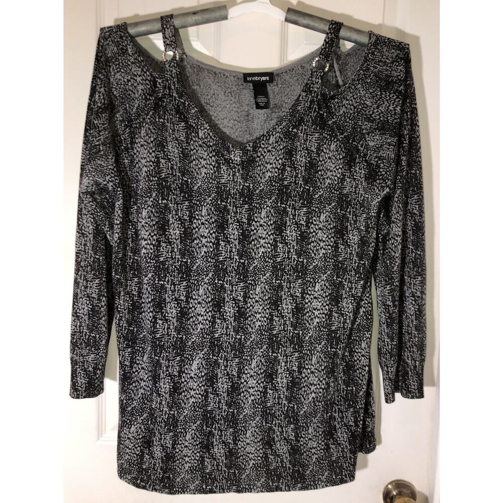Lane Bryant Shirt Long Sleeve Metallic Shimmery Off / Cold Shoulder Top Sz 22/24